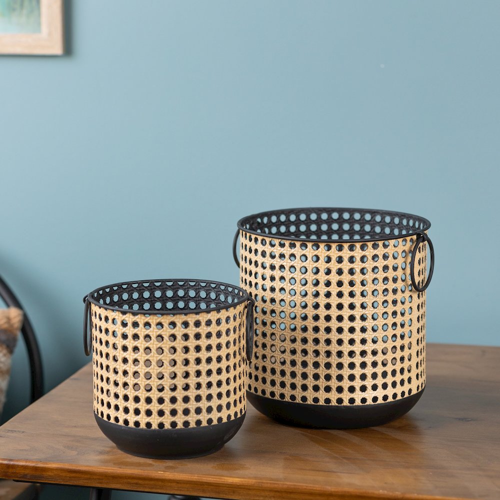 Container (Set of 2) 6.25"D x 6.25"H, 8"D x 8"H Iron. Picture 5