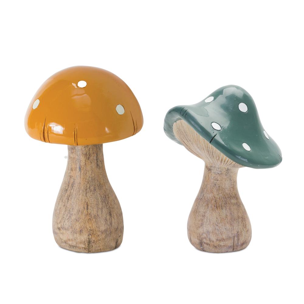 Mushroom (Set of 2) 7.25"H, 8"H Resin. Picture 1