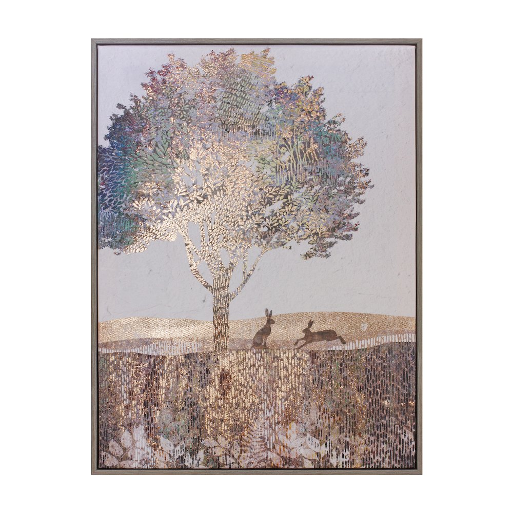 Tree and Rabbit Print 11.75"L x 15.5"H Plastic/MDF. Picture 1
