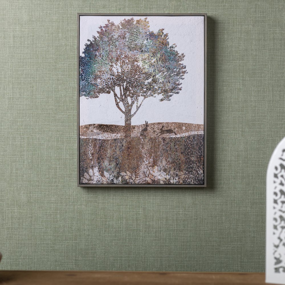 Tree and Rabbit Print 11.75"L x 15.5"H Plastic/MDF. Picture 2