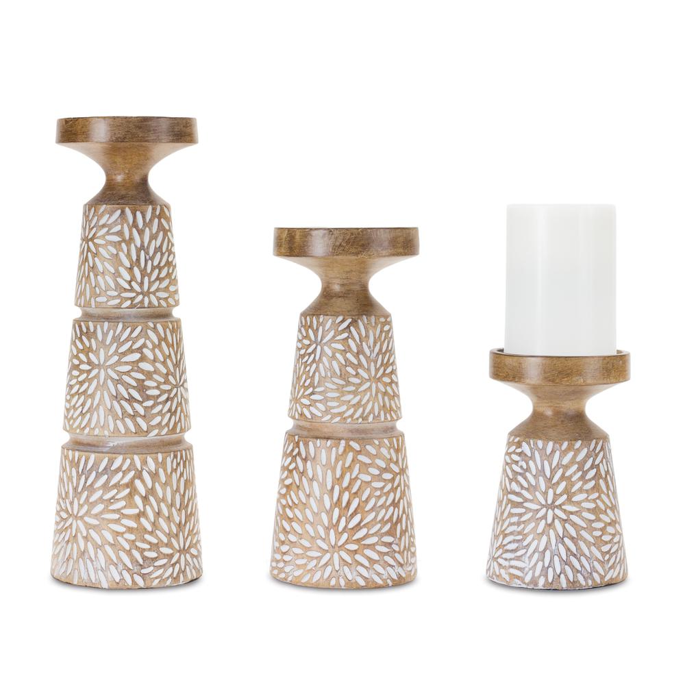 Candle Holder (Set of 3) 6"H, 9.25"H, 12.25"H Resin. Picture 1