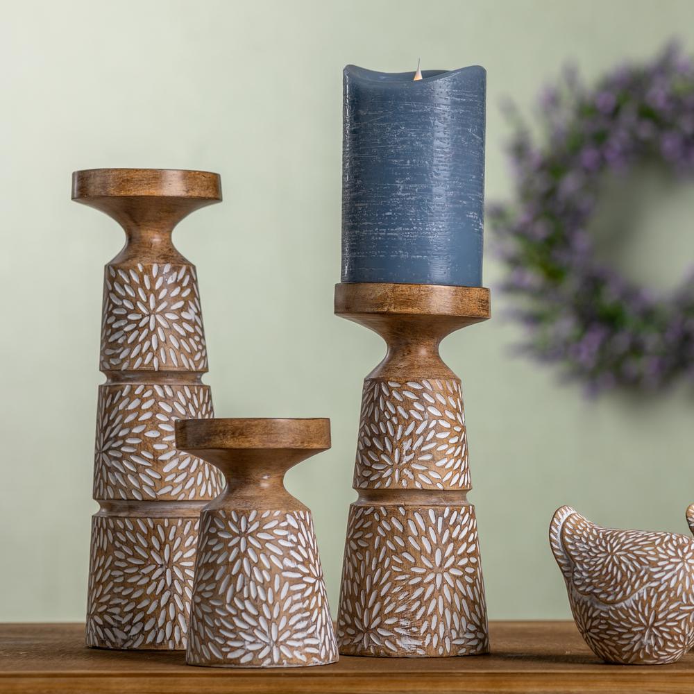 Candle Holder (Set of 3) 6"H, 9.25"H, 12.25"H Resin. Picture 2
