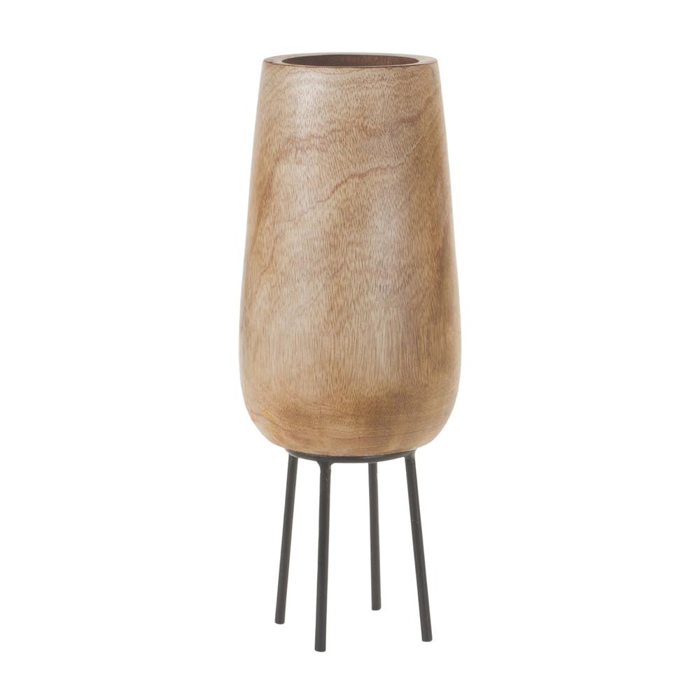 Vase w/Stand 5.5"D x 15"H Wood. Picture 1