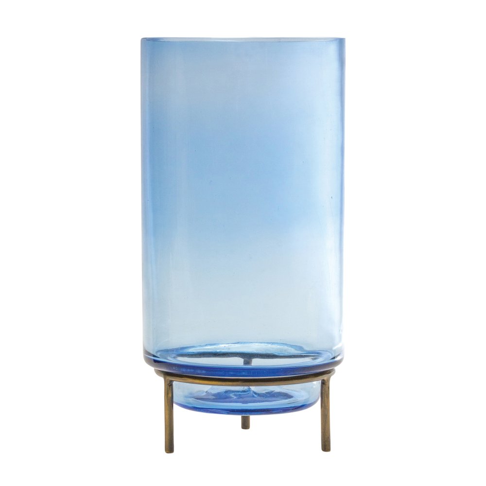 Vase w/Stand 5"D x 10"H Glass/Iron. Picture 1
