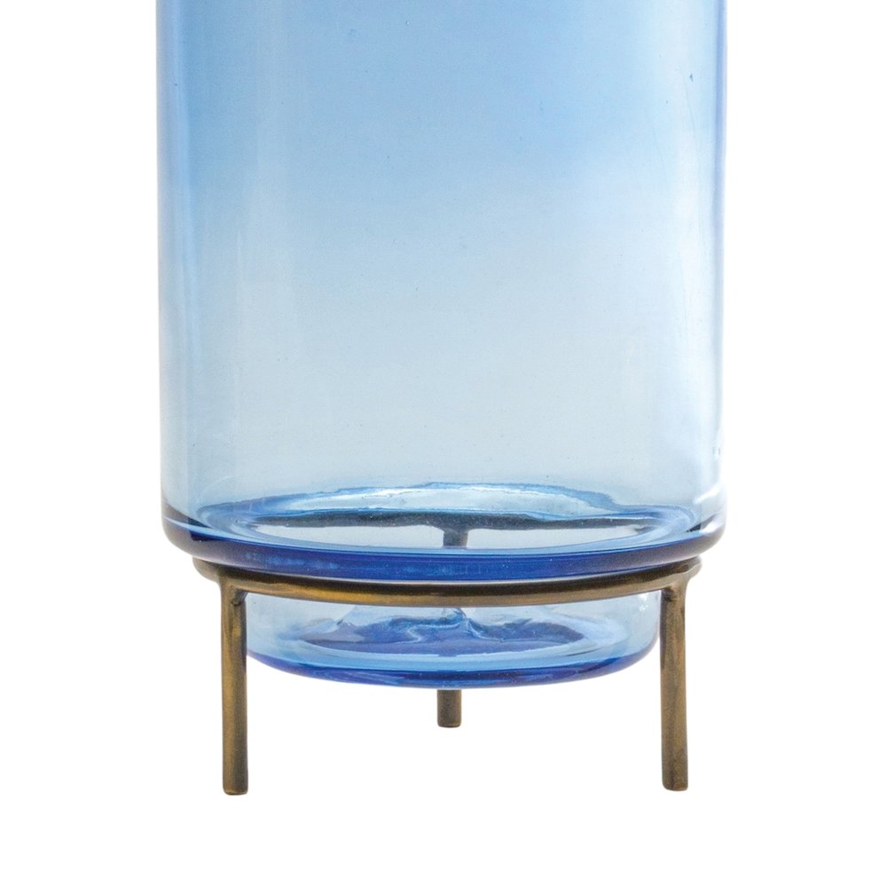 Vase w/Stand 5"D x 10"H Glass/Iron. Picture 2