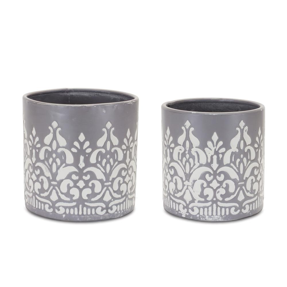 Planter (Set of 2) 6.75"D x 6.75"H, 7.5"D x 7.5"H Iron. Picture 1