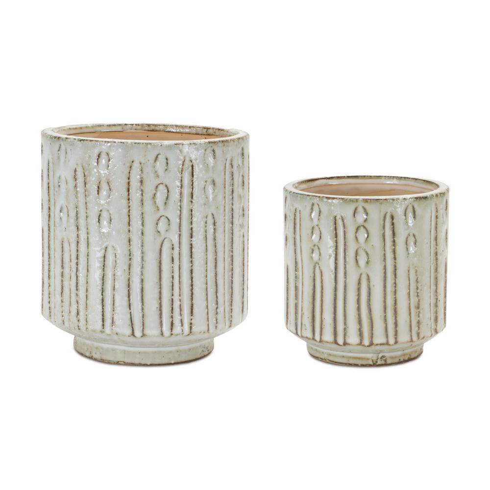 Pot (Set of 2) 5"D x 5.25"H, 6"D x 6.5"H Terra Cotta. Picture 1