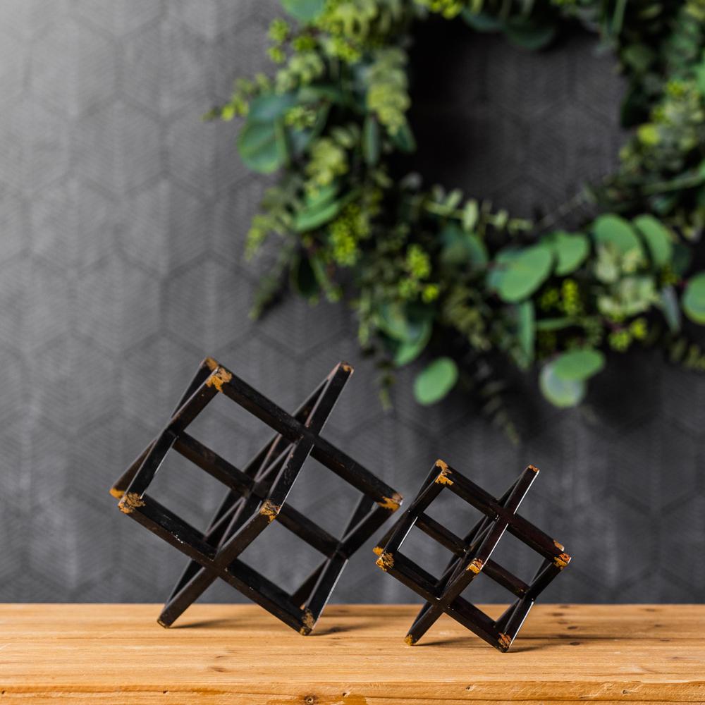 Tabletop Décor (Set of 2) 4"SQ, 6"SQ Iron. Picture 2