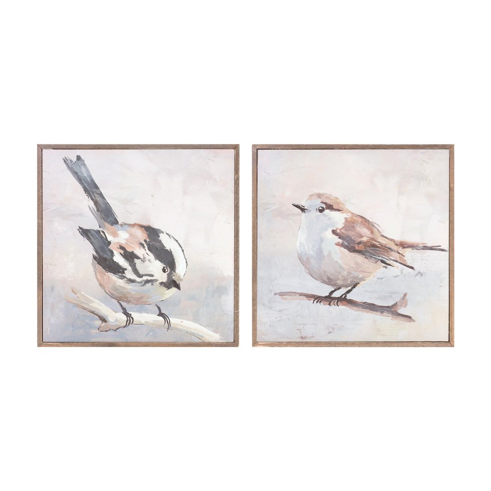 Bird Block (Set of 2) 10"SQ Wood/Canvas. Picture 1