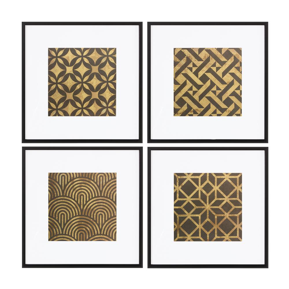 Geometric Print (Set of 4) 20"SQ Plastic/Paper/Glass. Picture 1