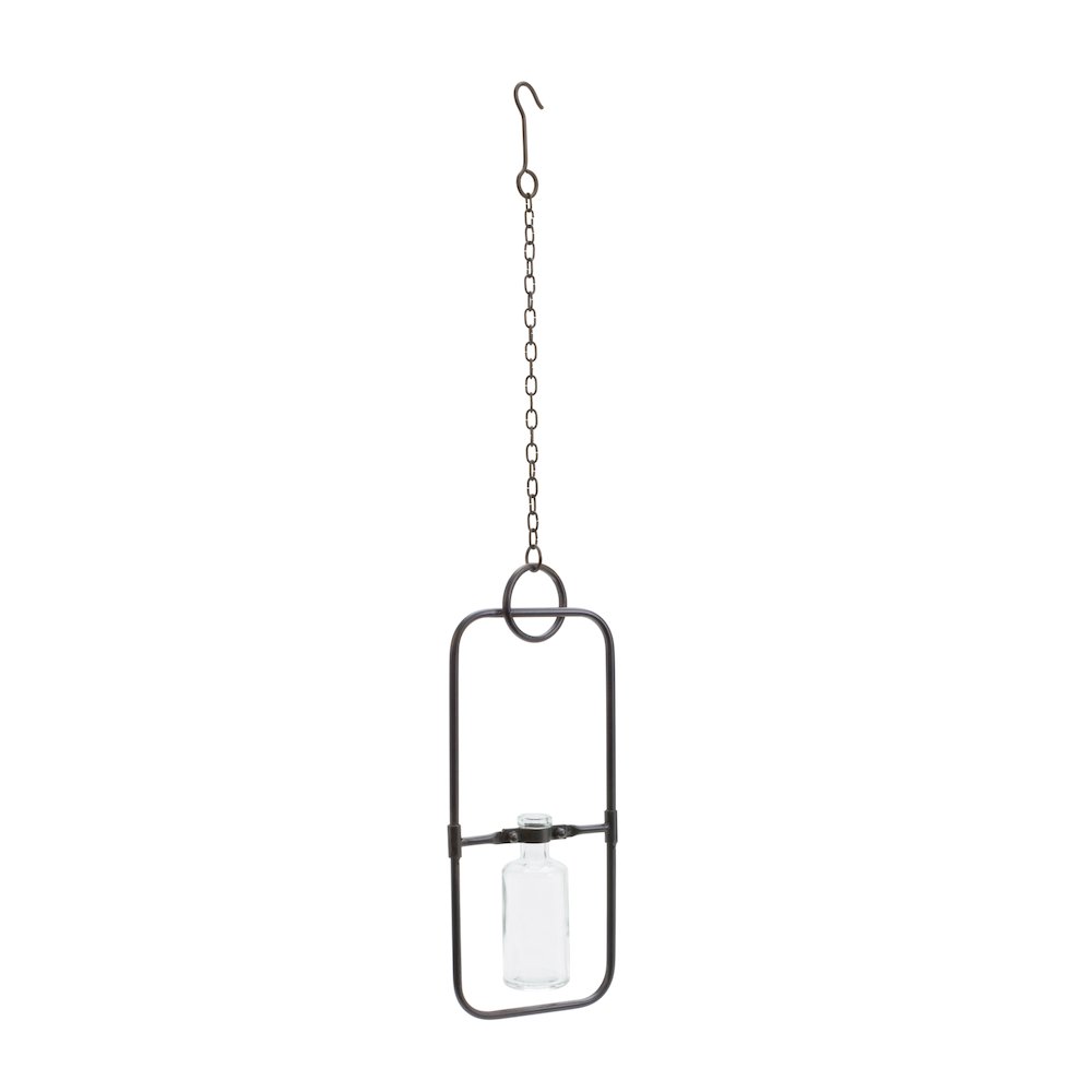 Hanging Bottle Vase (Set of 2) 28"H Iron/Glass. Picture 1