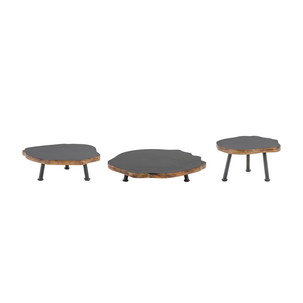 Pedestal (Set of 3) 2.25"H, 3.25"H, 5.75"H Wood/Iron. Picture 1