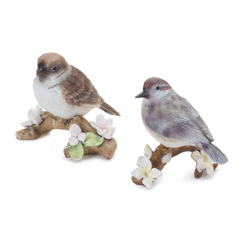 Bird on Branch (Set of 6) 3.75"H, 4"H Resin. Picture 1