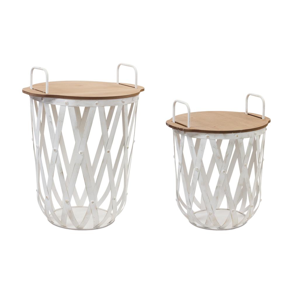 Side Table (Set of 2) 18"H, 23"H Iron/MDF. Picture 1