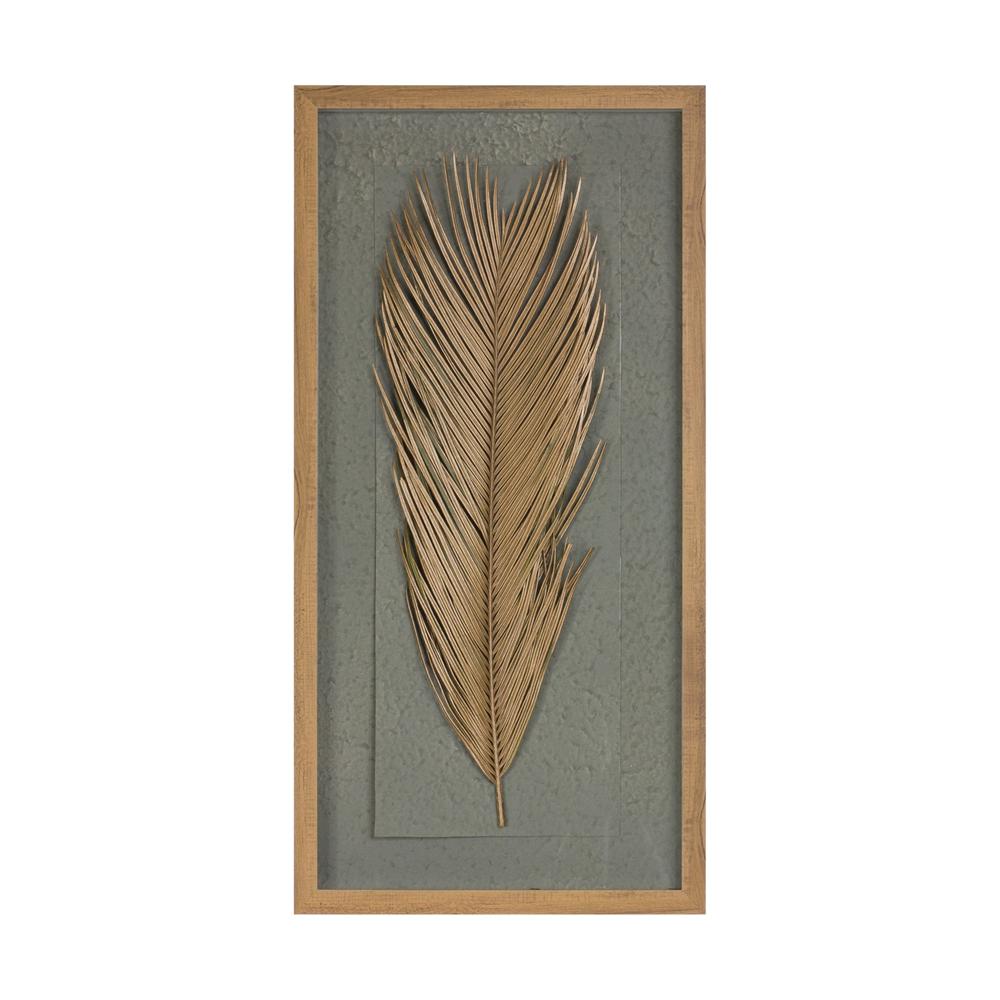 Framed Palm (Set of 2) 14"L x 27.5"H Wood/Paper. Picture 1