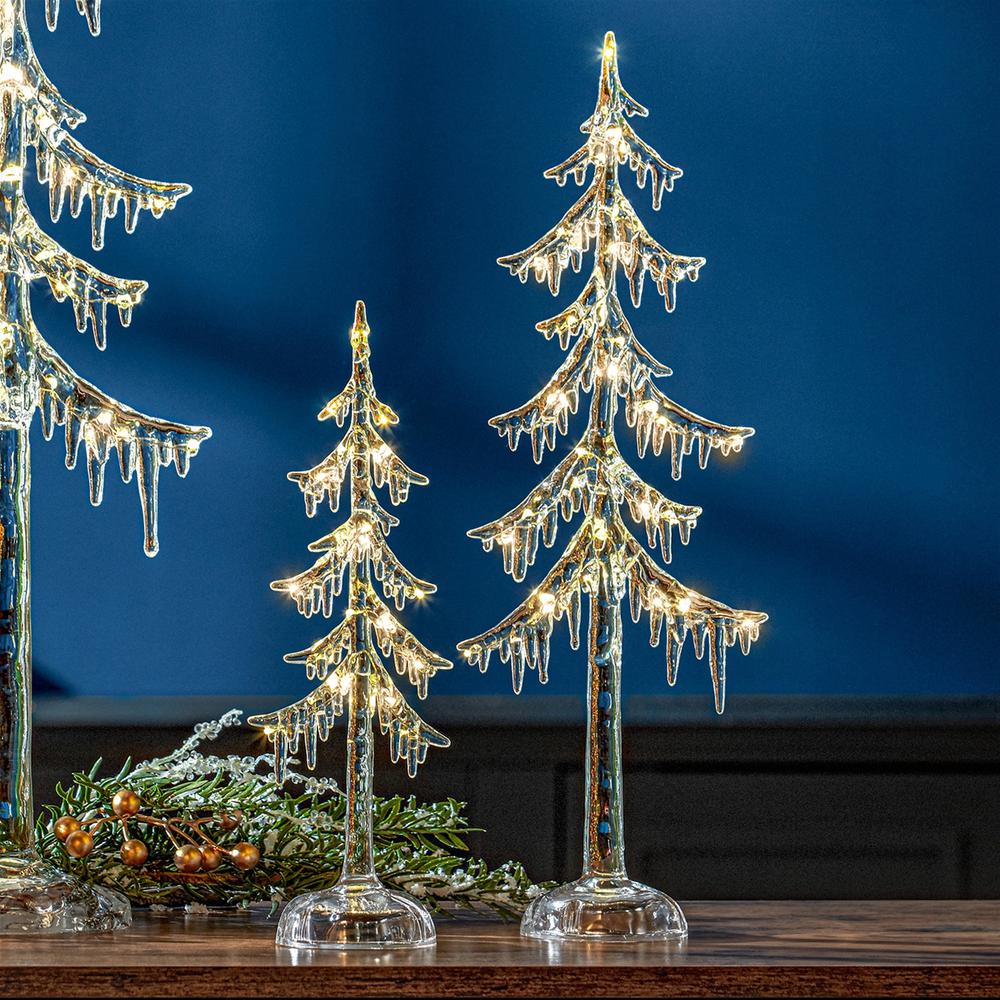 LED Tree (Set of 2) 12"H, 18"H Acrylic 3 AAA Batteries Not Included. Picture 2