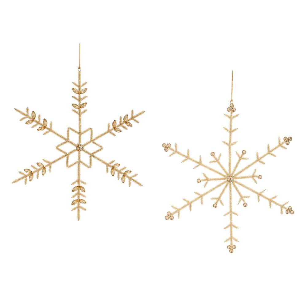 Snowflake Ornament (Set of 6) 12"H Iron/Glass Beads. Picture 1