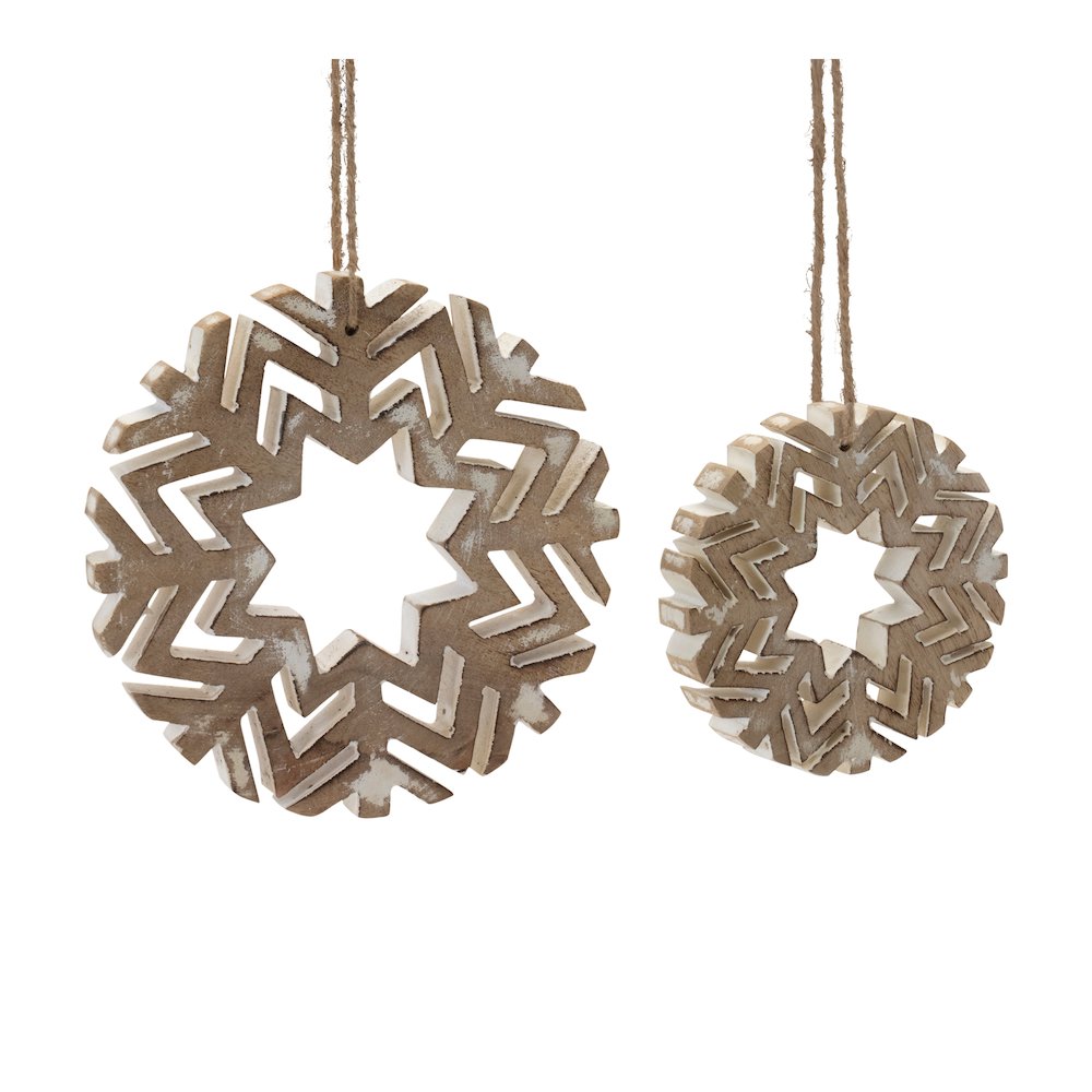 Snowflake Ornament (Set of 12) 4"H, 6"H Wood. Picture 1