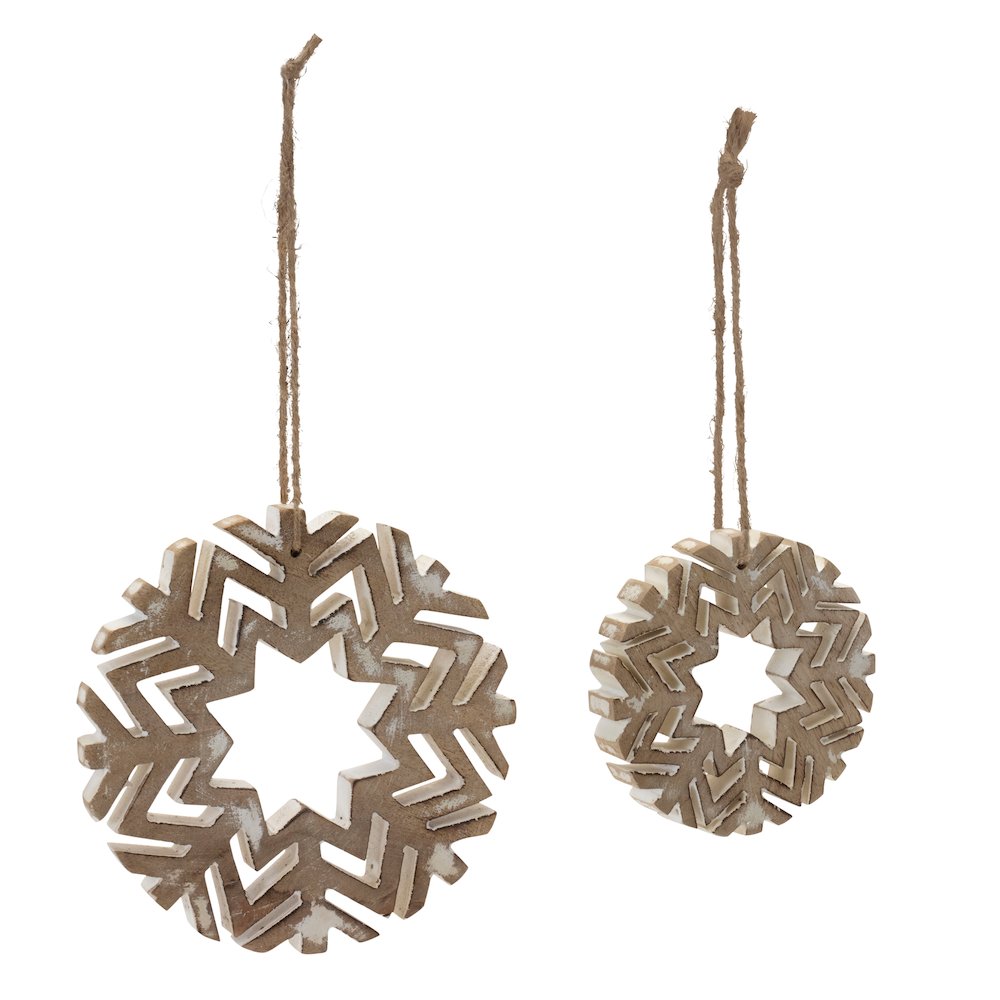Snowflake Ornament (Set of 12) 4"H, 6"H Wood. Picture 2