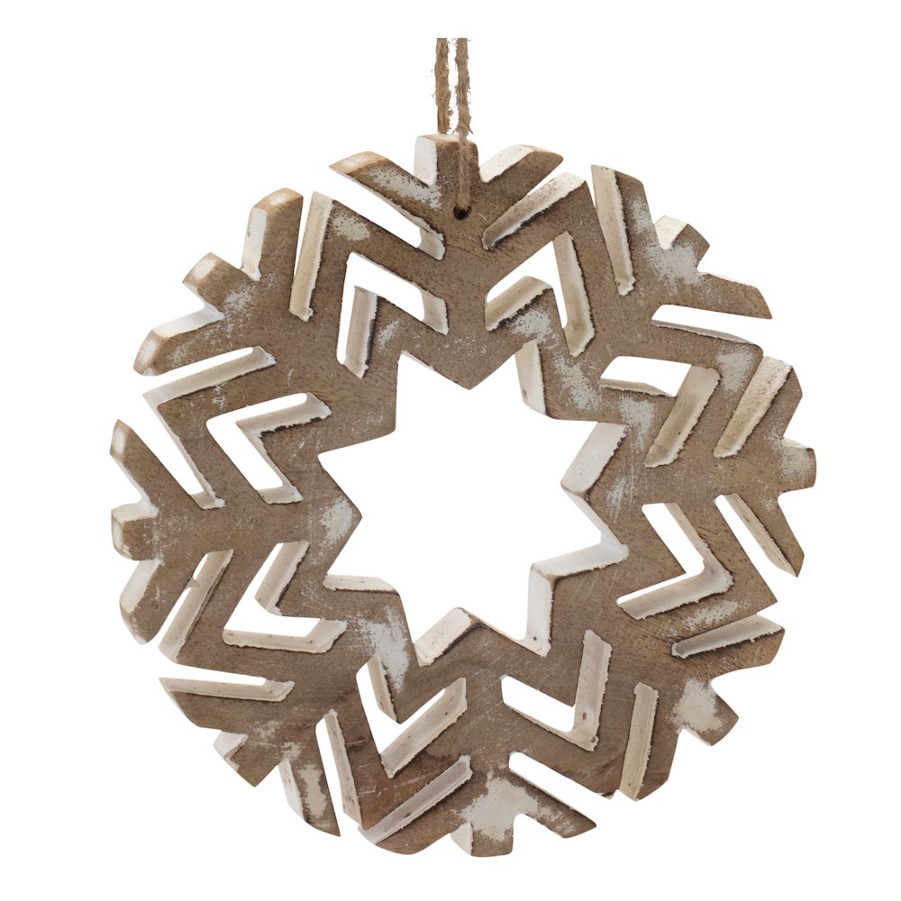 Snowflake Ornament (Set of 12) 4"H, 6"H Wood. Picture 3
