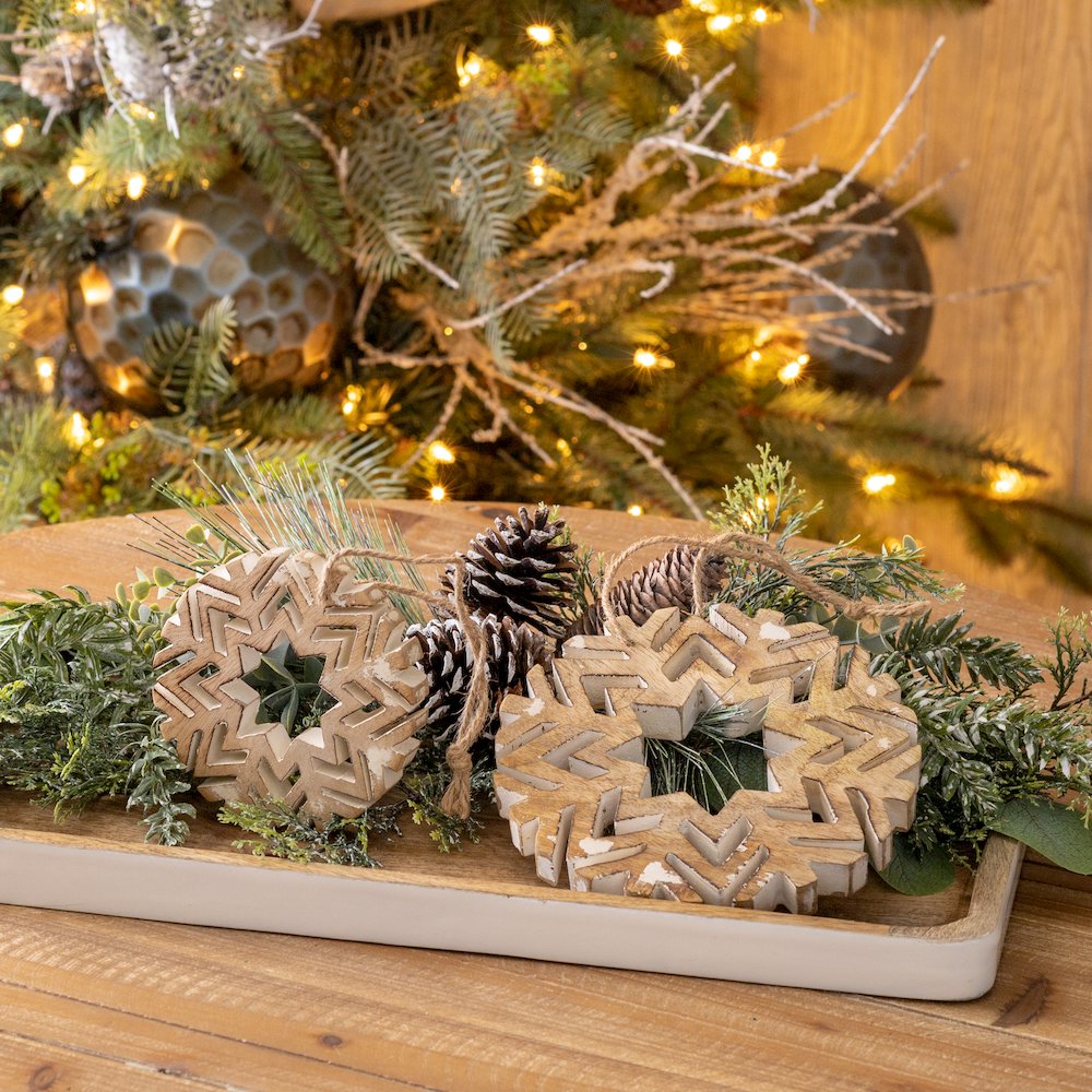 Snowflake Ornament (Set of 12) 4"H, 6"H Wood. Picture 5