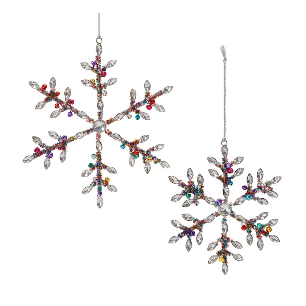Jewel Snowflake Ornament (Set of 12) 6"H, 8"H Iron/Glass Beads. Picture 1
