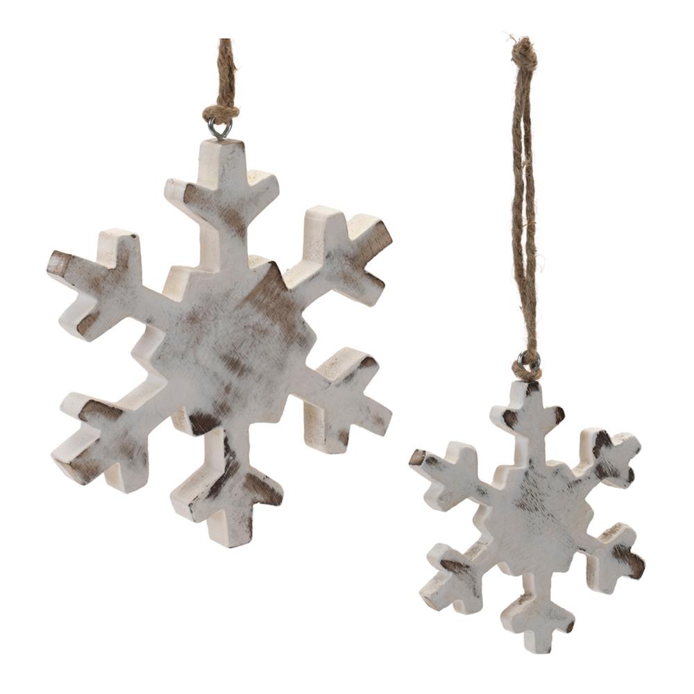 Snowflake Ornament (Set of 12) 4"H, 6"H Wood. Picture 1