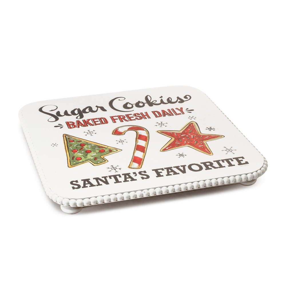 Santa's Favorite Cookie Plate Pedestal 14.25"SQ x 1.5"H MDF/Resin. Picture 1