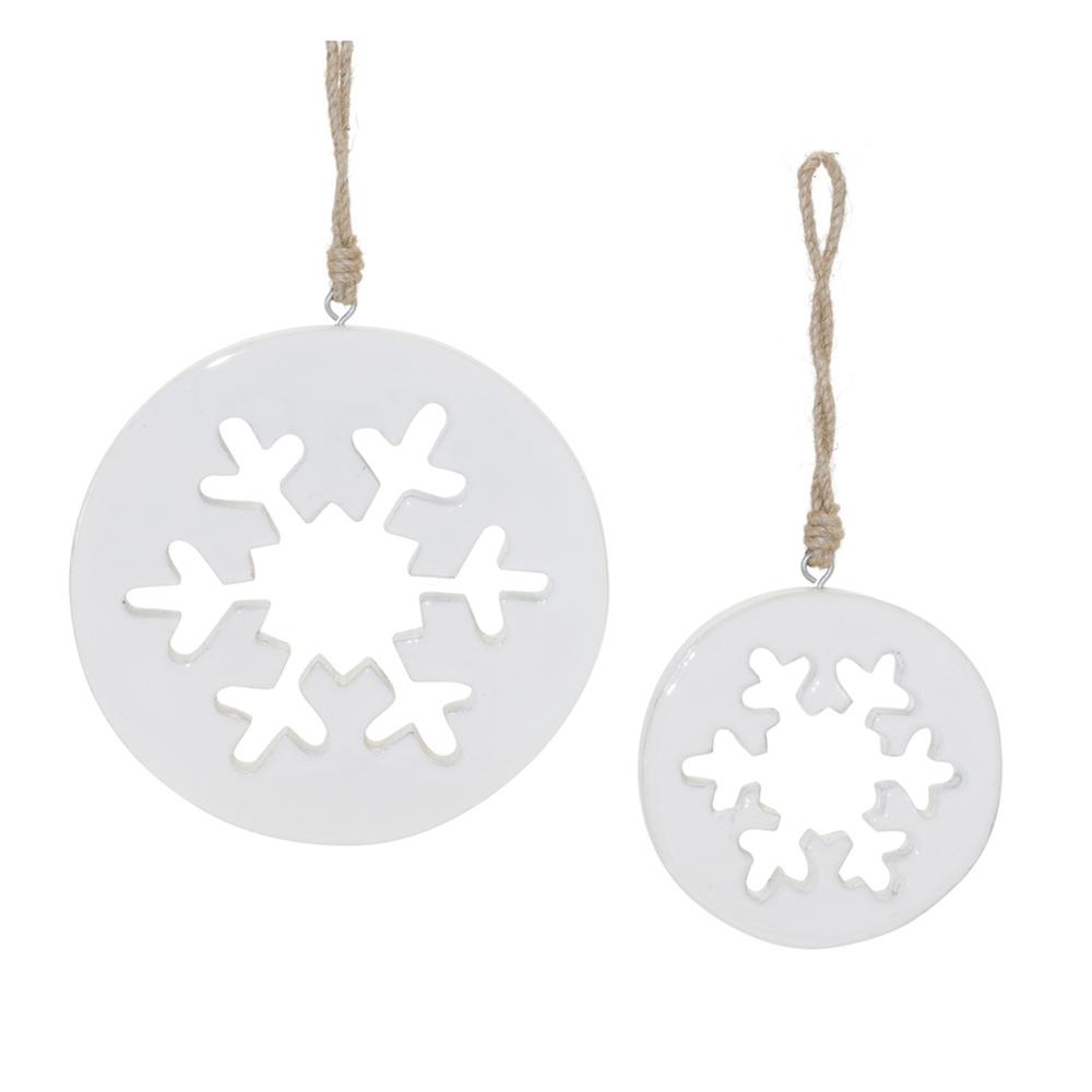 Snowflake Cut-Out Ornament (Set of 12) 4.25"H, 6"H Wood. Picture 1