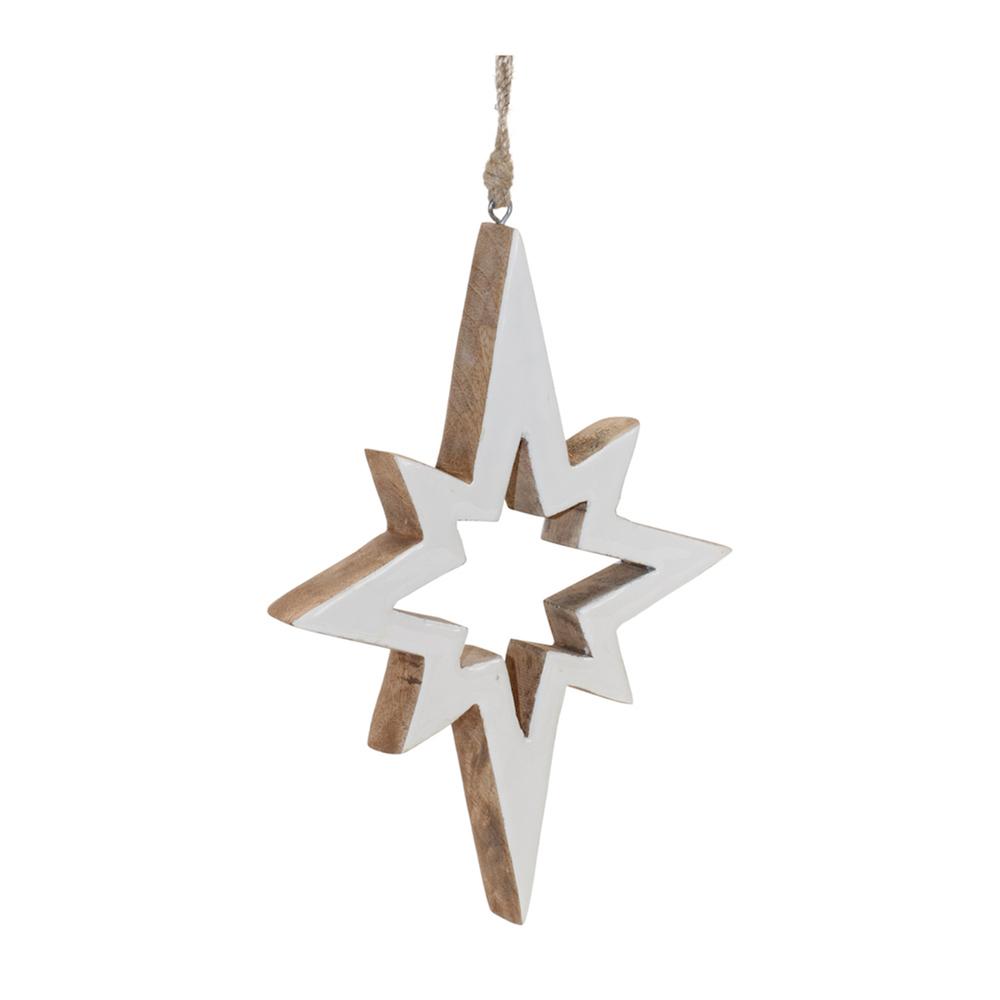 Star Cut-Out Ornament (Set of 4) 10"H Wood. Picture 1