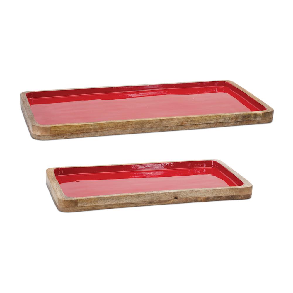 Tray (Set of 2) 16"L x 8"W, 20"L x 10"W Wood. Picture 1