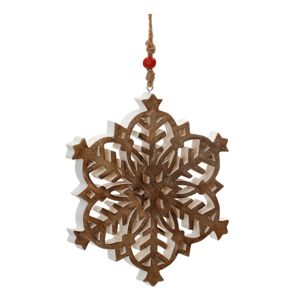 Snowflake Ornament (Set of 4) 10"H Wood. Picture 1