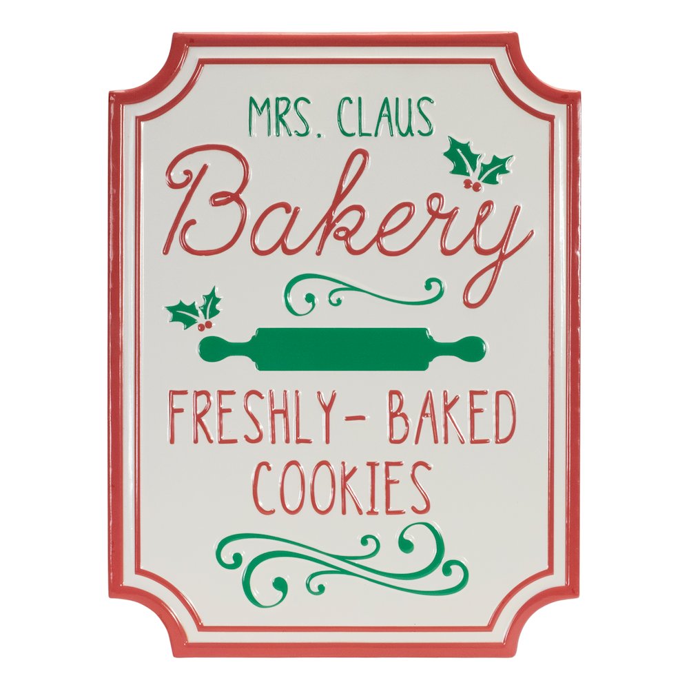 Mrs. Claus Bakery Sign 12"L x 16"H Metal. Picture 1