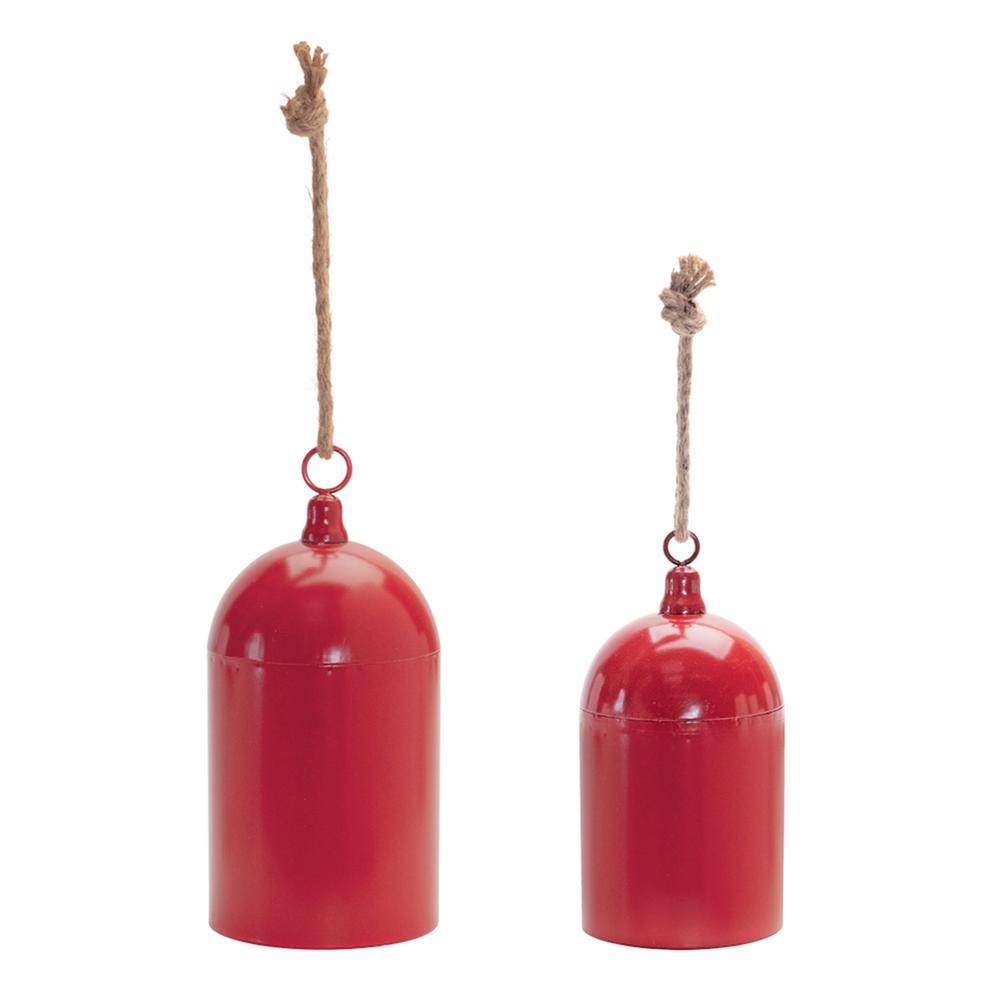 Bell Ornament (Set of 2) 6"H, 10.5"H Metal/Rope. Picture 1