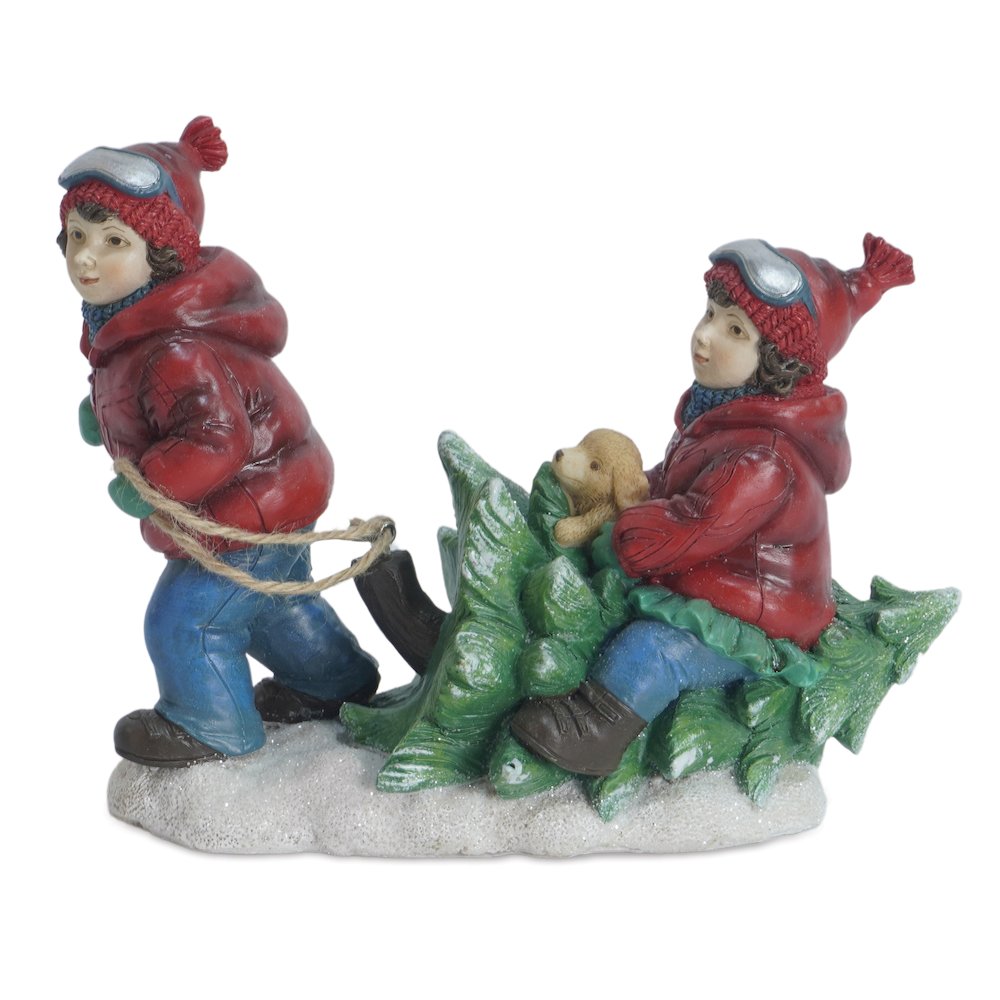 Kids w/Tree (Set of 2) 6.5"H Resin. Picture 1