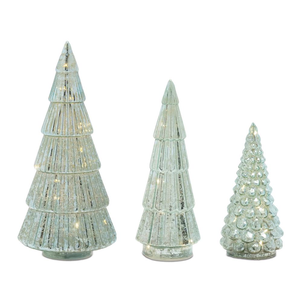 LED Tree (Set of 3) 7.25"H, 9.5"H, 11.5"H Glass. Picture 1