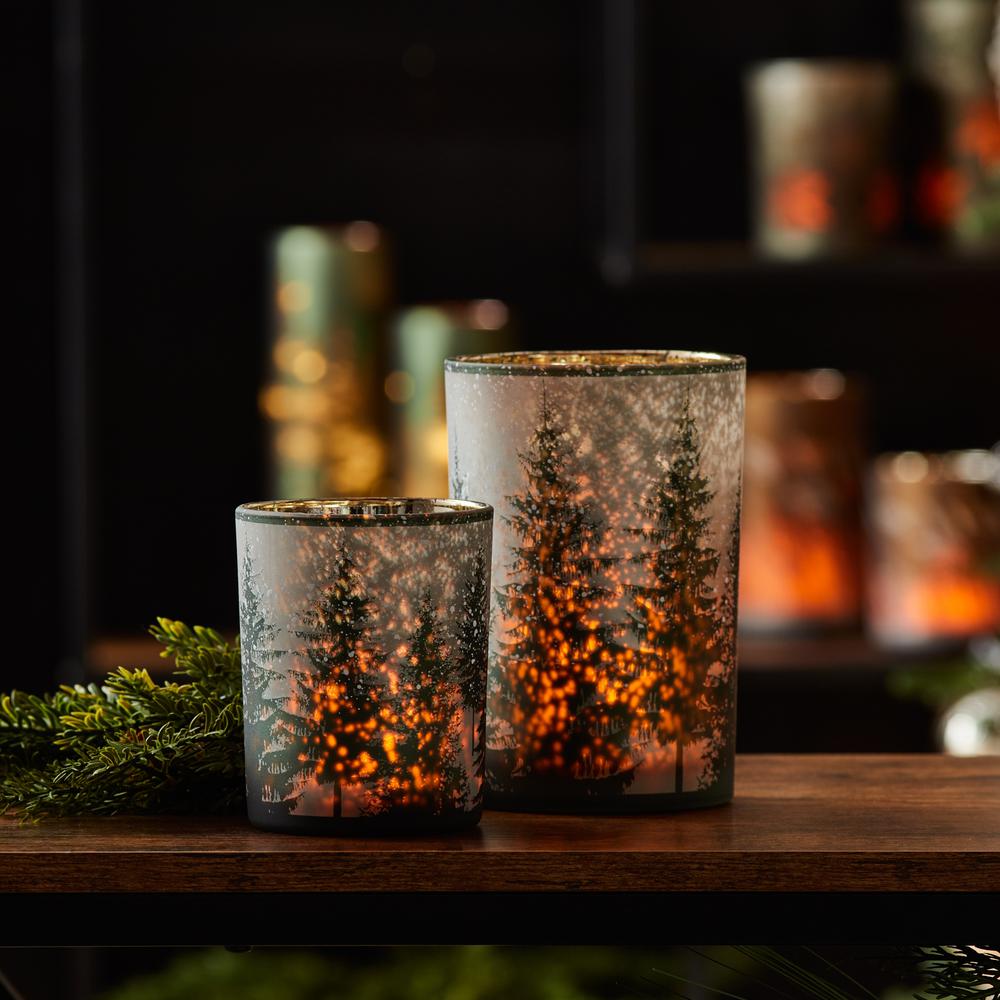 Candle Holder (Set of 2) 5"H, 7"H Glass. Picture 2