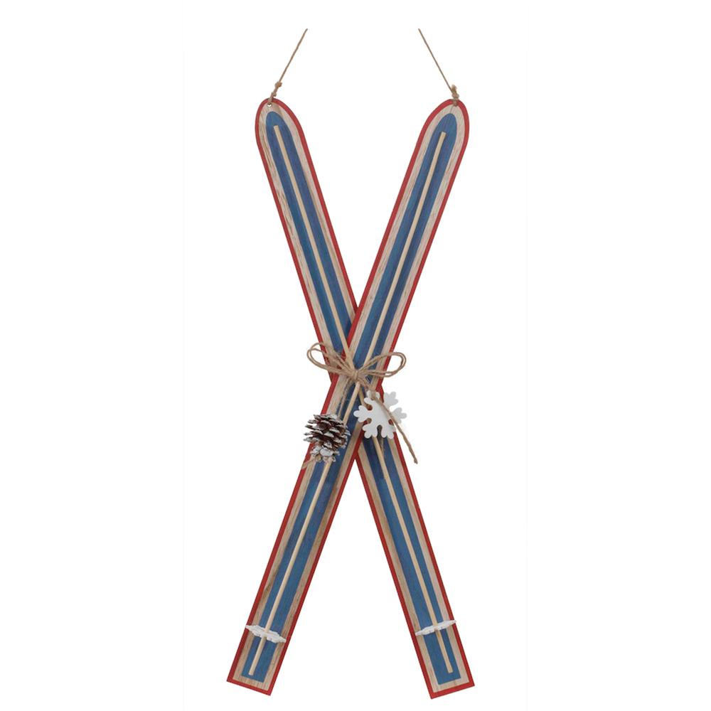 Ski Ornament (Set of 2) 22"H Wood/Jute. Picture 1