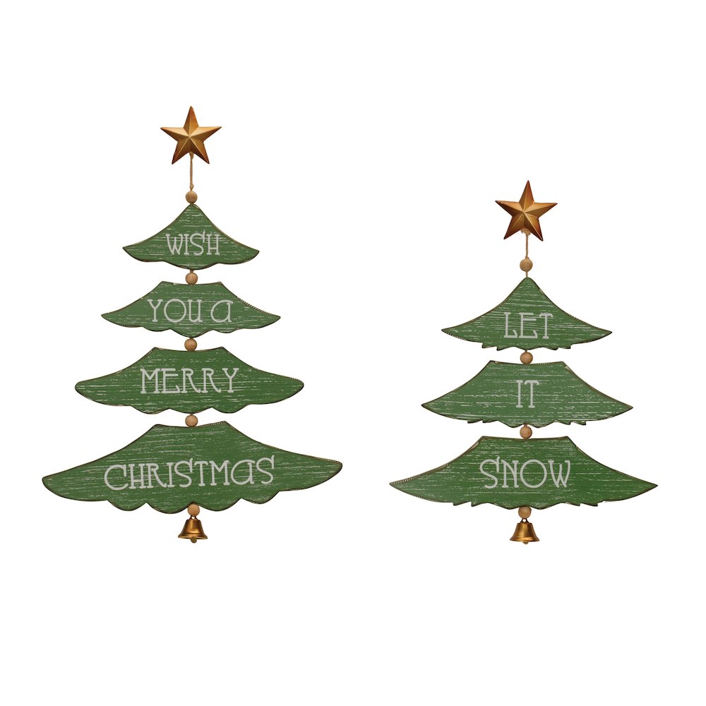 Tree Shape Sign (Set of 2) 17.5"H, 21.5"H MDF/Iron. Picture 1