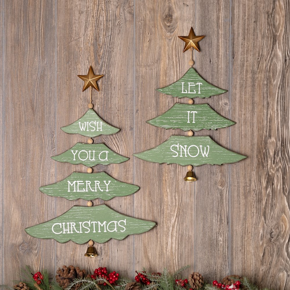 Tree Shape Sign (Set of 2) 17.5"H, 21.5"H MDF/Iron. Picture 4