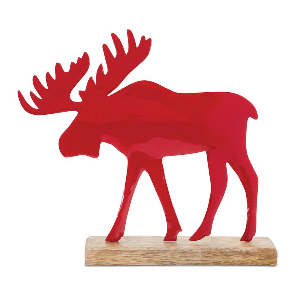 Moose on Base (Set of 2) 9.5"L x 8.5"H Iron/Wood. Picture 1