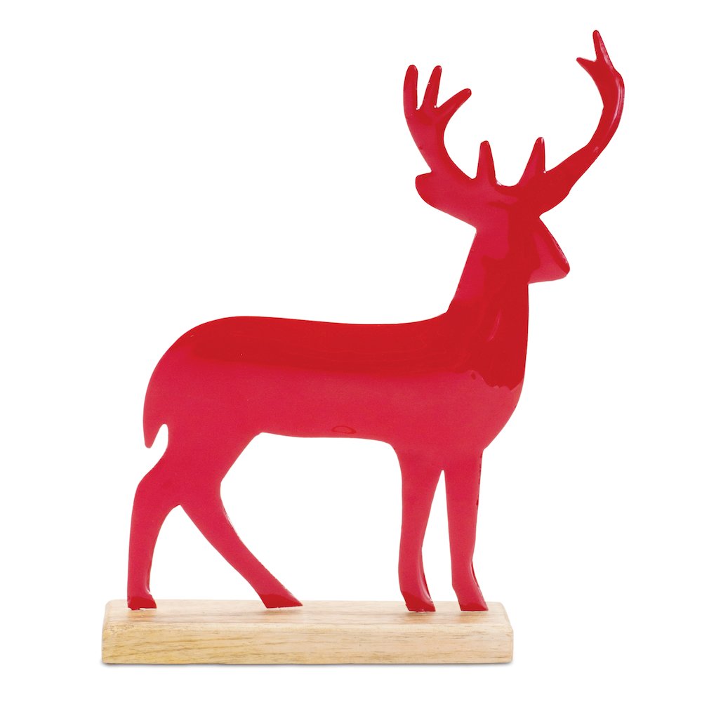 Deer on Base (Set of 2) 9.5"H, 11"H Wood/Iron. Picture 2