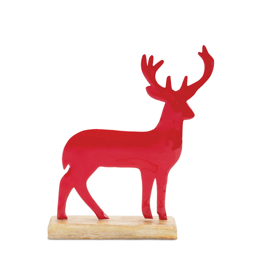 Deer on Base (Set of 2) 9.5"H, 11"H Wood/Iron. Picture 3