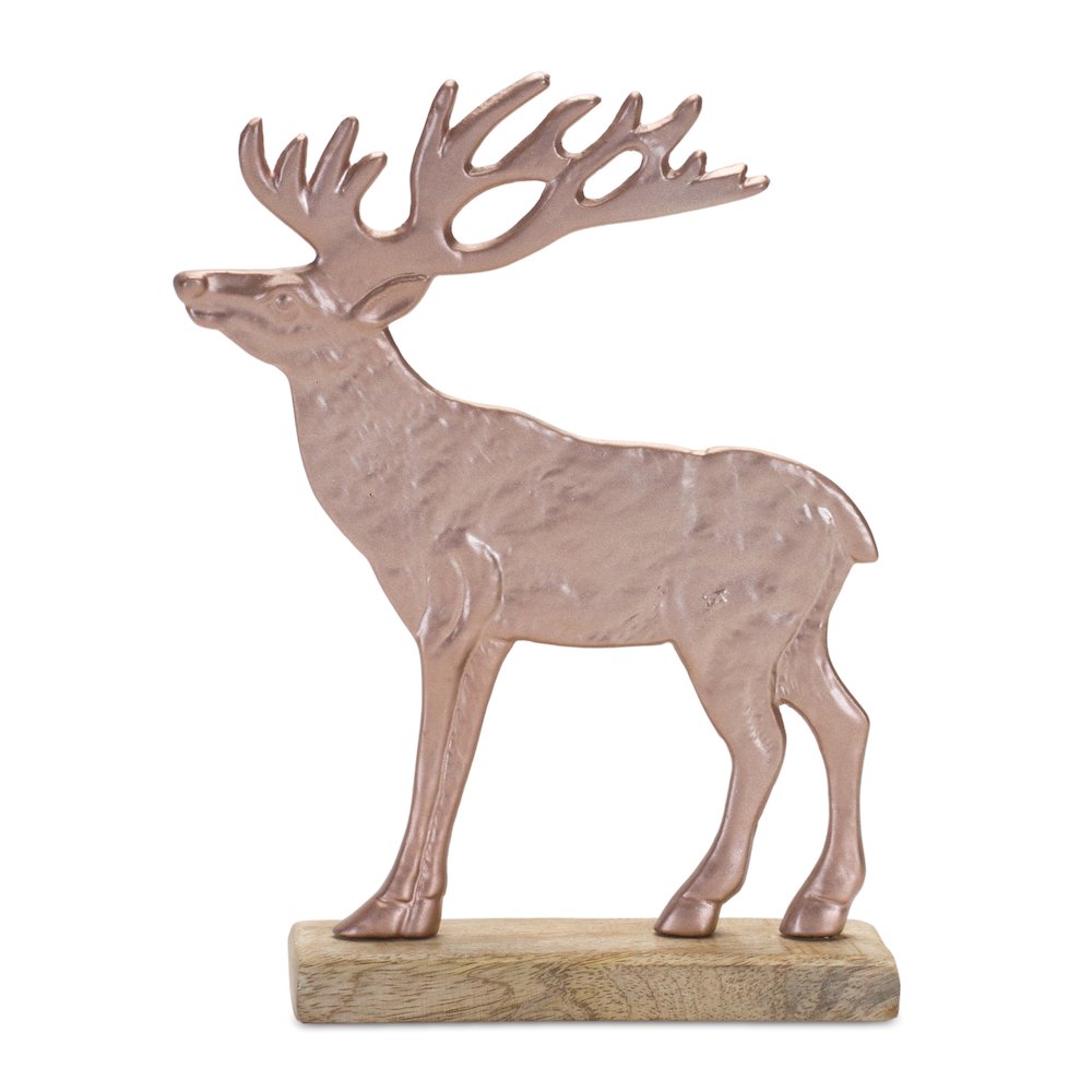 Deer on Base (Set of 2) 7"H, 9.5"H Wood/Aluminum. Picture 3