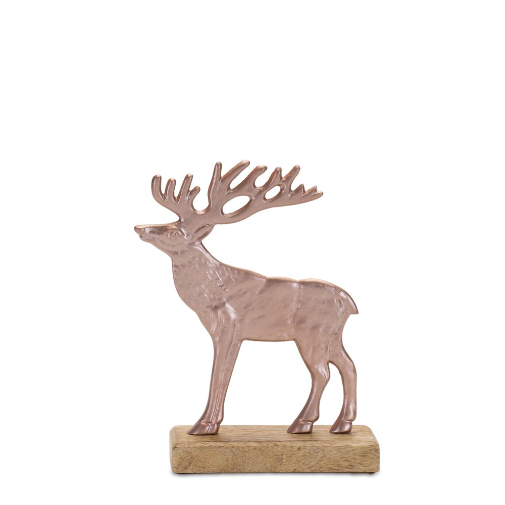 Deer on Base (Set of 2) 7"H, 9.5"H Wood/Aluminum. Picture 2