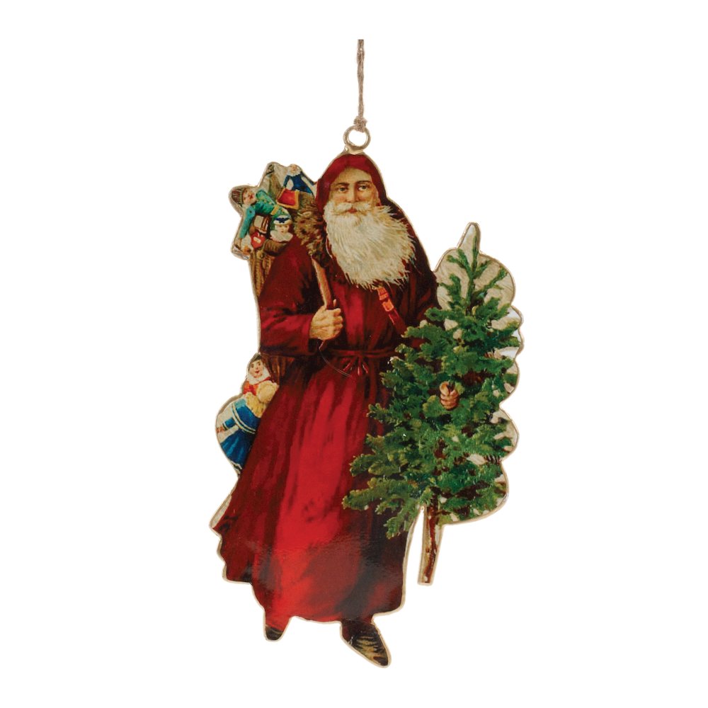 Vintage Santa Ornament (Set of 6) 8.5"H Iron. Picture 1