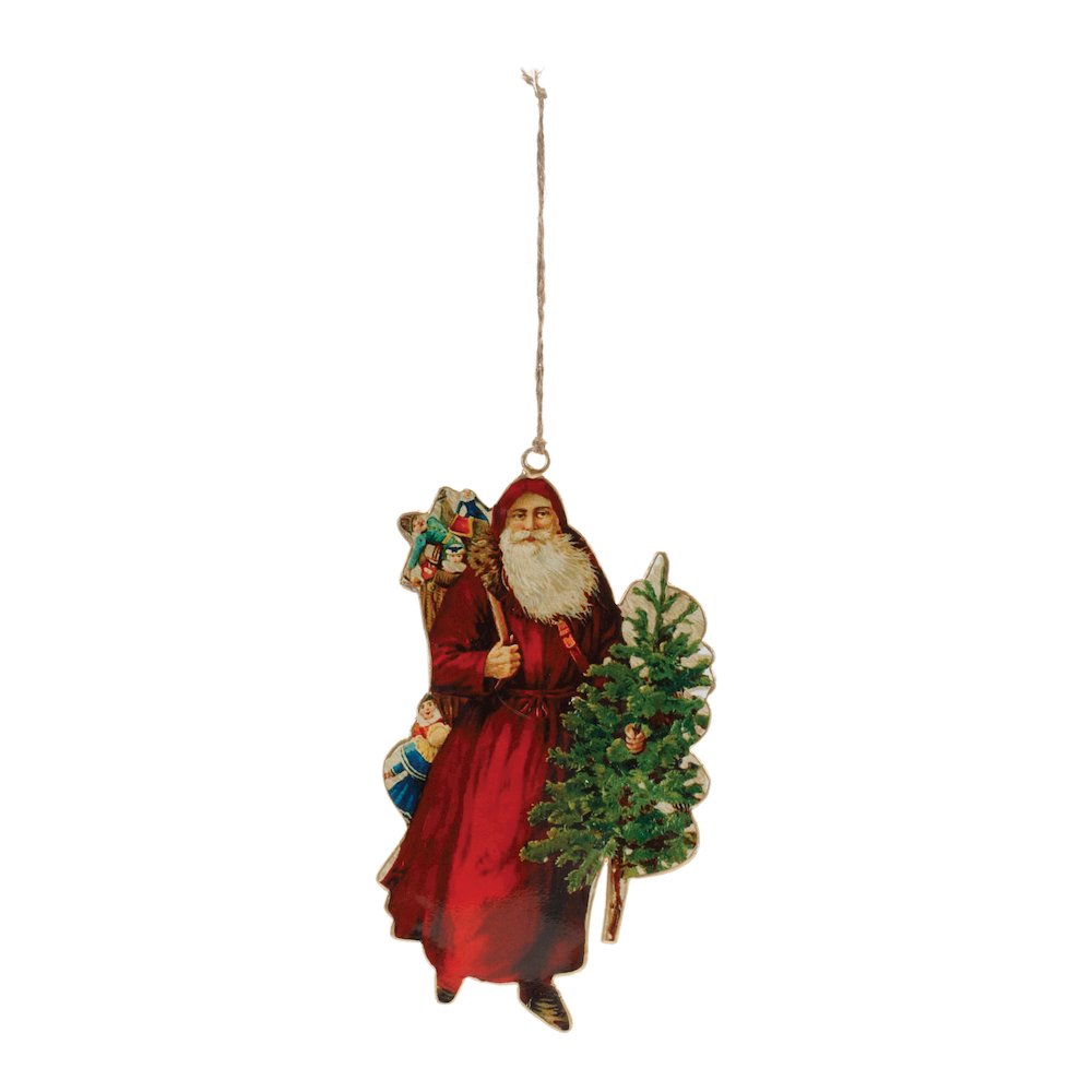 Vintage Santa Ornament (Set of 6) 8.5"H Iron. Picture 2