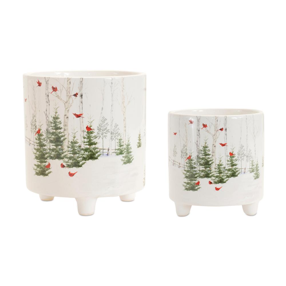Pot (Set of 2) 4.5"H, 6"H Dolomite. Picture 1