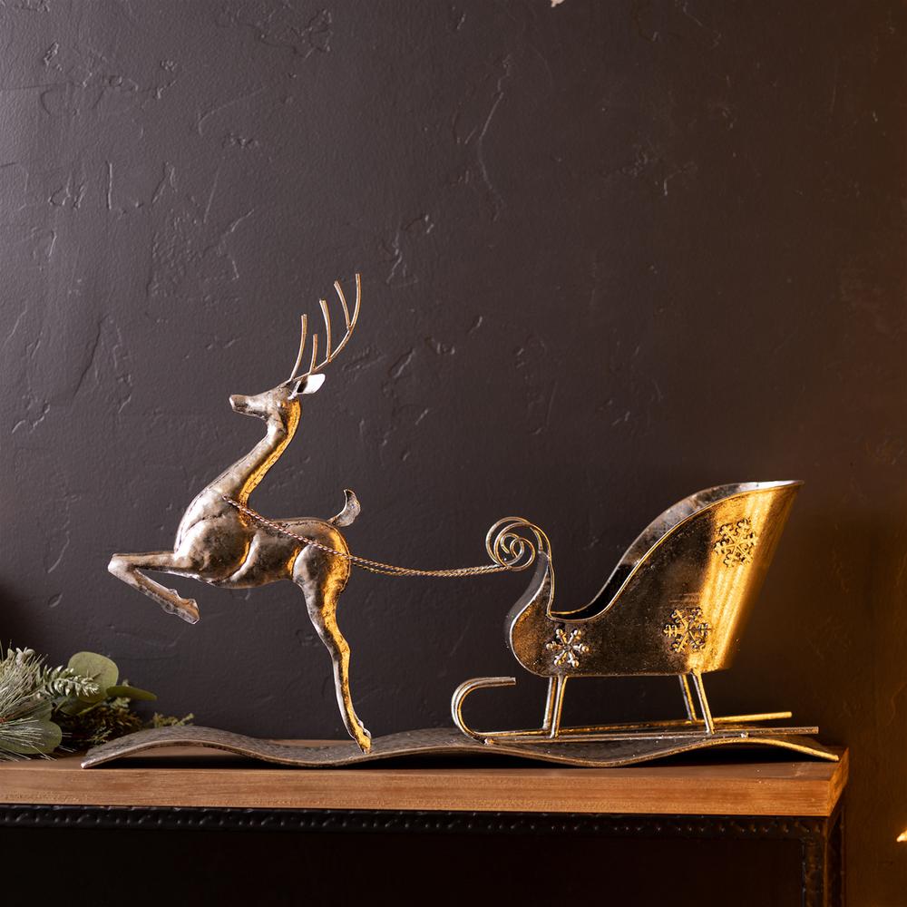 Reindeer w/Sleigh 25.5"L x 17"H Iron. Picture 4