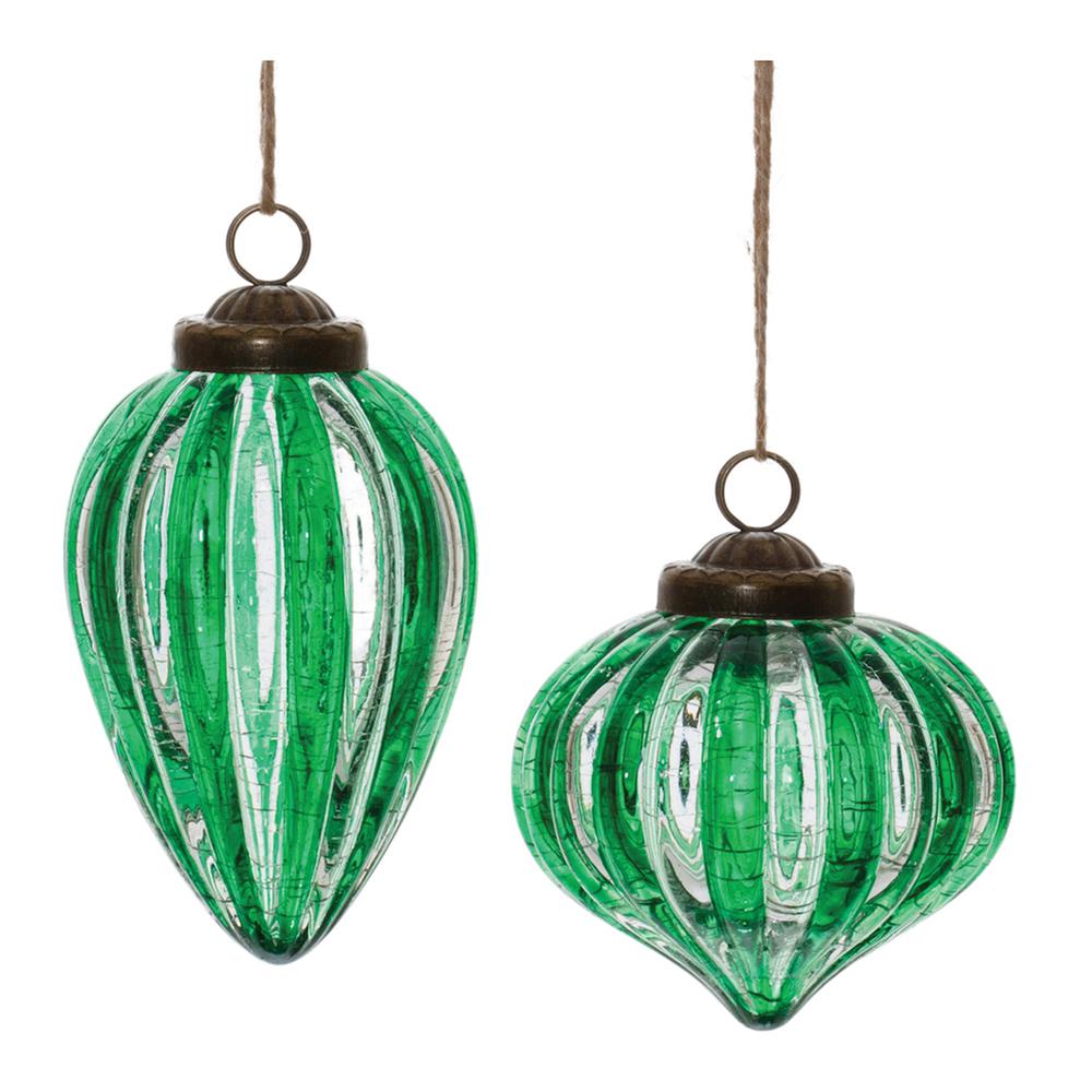 Ornament (Set of 6) 3.75"H, 5"H Glass. Picture 1